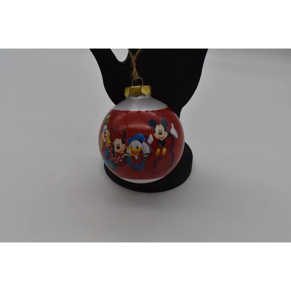 Disney 2008 Glass Ball Christmas Ornament Disneyland Goofy Donald Mickey Minnie